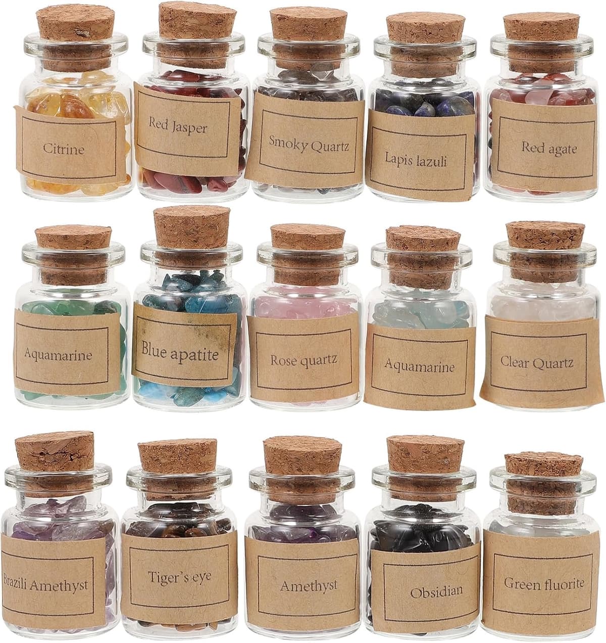 1set Decoratieve Kristallen Flesjes Van Wensflessen Met Natuurlijke Chips Handgemaakte Decoratie Voor Sieraden Ambachten Draagbare Stevige Design — afbeelding 1