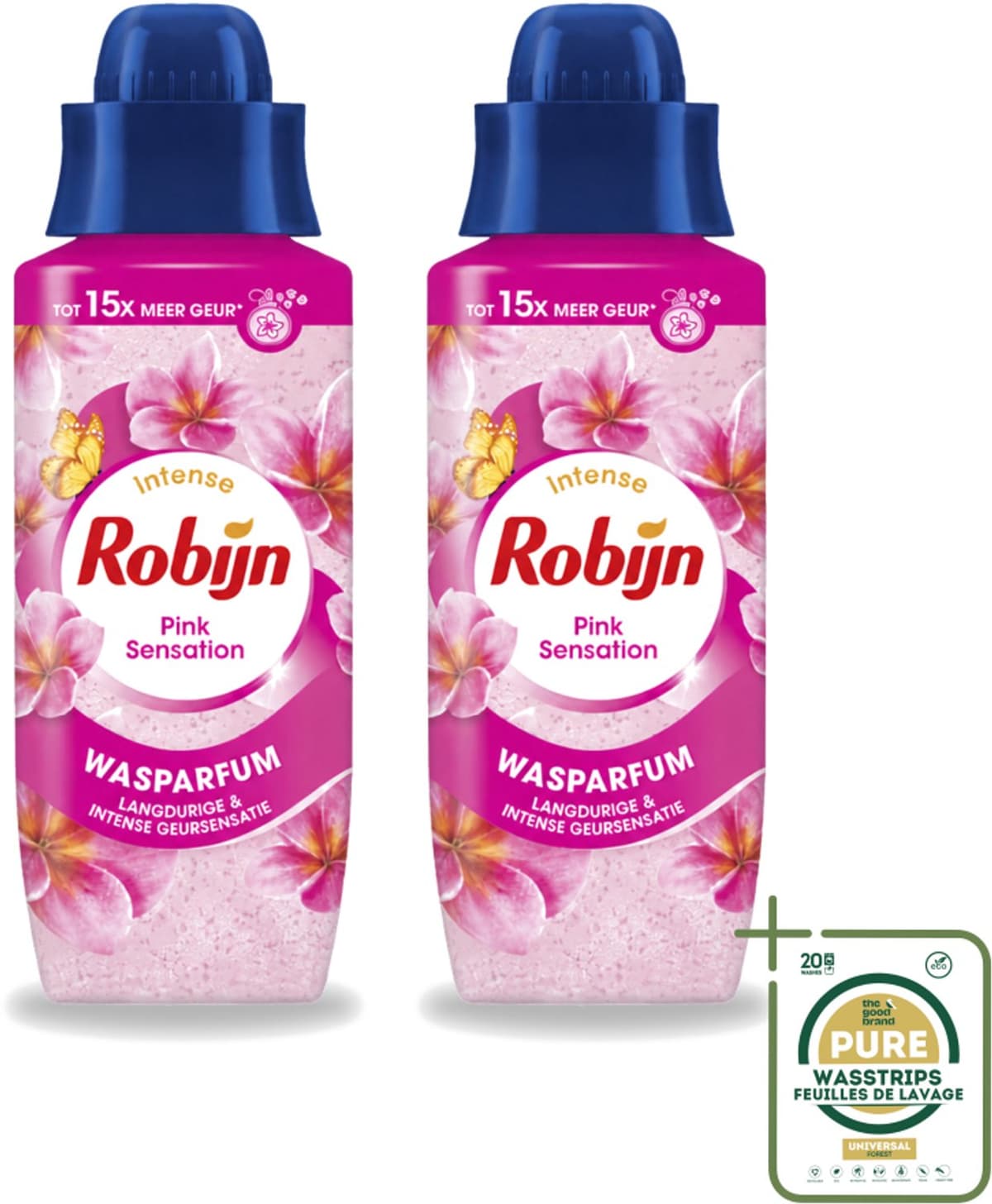 2 x Robijn – Wasparfum – Intense Pink Sensation – 342 ml - Wasstrips - Wasparfum - Wasgeur - Geurboost - Wasmiddel - Wasgeur — afbeelding 1