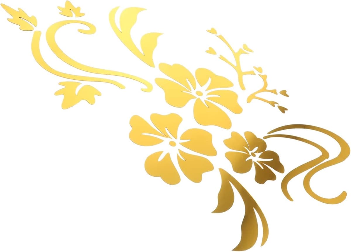 1set Bloemen Spiegels Wandstickers Creatieve Acryl Decoratie Voor Woonkamer Slaapkamer Badkamer Eenvoudig Aan Te Brengen Vlakke Oppervlakken Gouden Lotus Design — afbeelding 1
