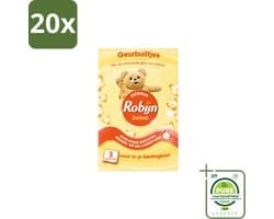 20 x Robijn - Zwitsal - Geurbuiltjes - Zachte Babygeur - Hypoallergeen - 3 Geurbuiltjes - Grootverpakking - Vaatwasstrips - Zwitsal Geur - Geurbuiltjes - Babygeur - Kledingkast - Lade