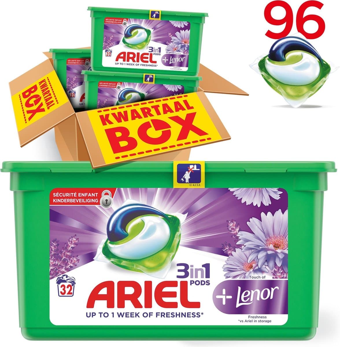 ARIEL PODS+ Lenor 32ct — afbeelding 1
