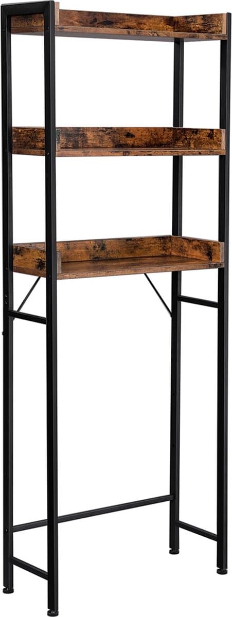 Badkamerplank met 3 open vakken in Vintage Bruin-zwart — afbeelding 1