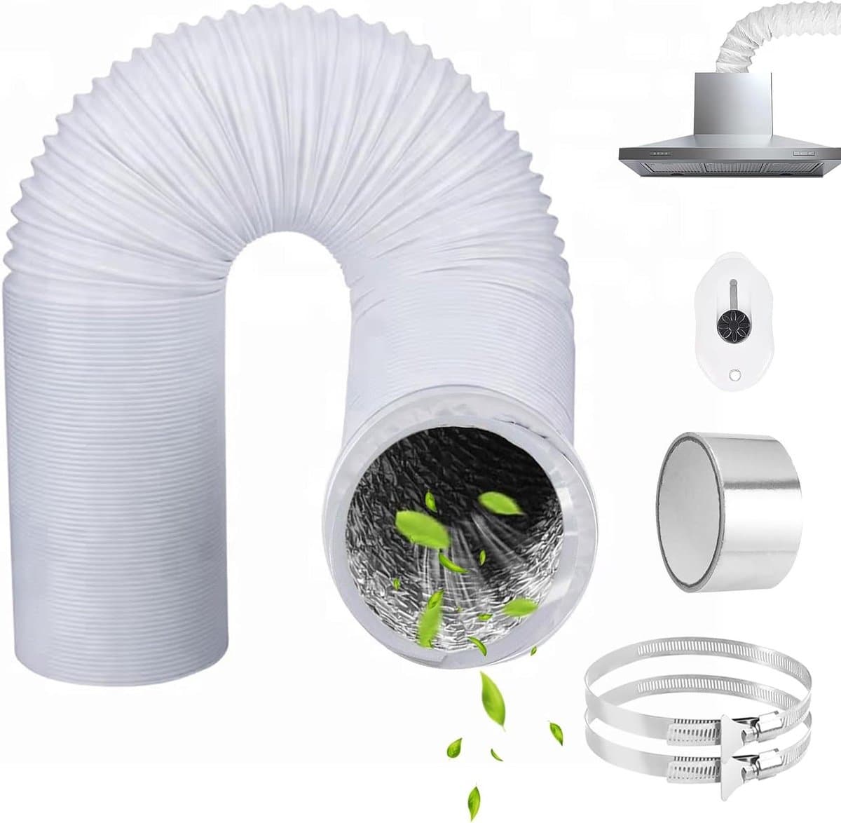 Afvoerslang - Flexibele slang - Ventilatie aanleggen - Duurzaam PVC aluminium - 80mm x 6m - Wit — afbeelding 1
