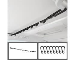 Waslijn voor in de auto - Ophanglijn voor in de auto - Waslijn - Kledingstang voor in de auto - Inclusief 8 karabijnhaken - Auto-accessoires - Geschikt voor de meeste auto's - Zwart - 83-119 cm - Karabijnhaken 4,7 × 2,3 cm