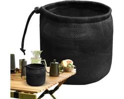 Wasknijper Tas - Waslijn Accessoire - Outdoor Opslag - Ventilerend Gaas - 14x16cm - Zwart