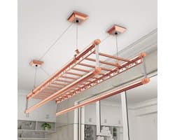 Droogrek Balkon Katrol - Waslijn Airer Droger - Kleding Drogen - 4-Bar Ontwerp - 150 cm - Roségoud