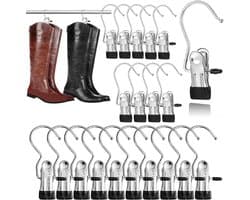 Kleerhanger Clips - Wasknijpers RVS - Opbergen Kleding - 360 Graden Draaibaar - 20 stuks - Zwart