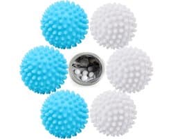 Droogbal, 6 stuks drogerballen voor wasdroger (blauw wit) | Wasbal voor wasmachine, herbruikbare droger voor wasmachine, wasdroger, ballen, wolliger wasgoed