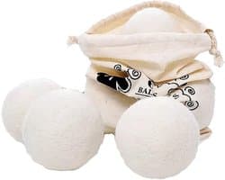 6 stuks wollen wasballen, versnelt droogtijd, vermindert statische lading, voor dikke kleding en baby's met gevoelige huid