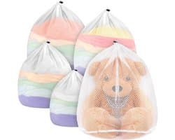 ecooe 5 stuks waszak voor wasmachine, XL wasnet met koordstopper - 1 extra grote, 2 grote, 1 middelgrote en 1 kleine waszak voor blouse babykleertjes rugzakrokken voor terug naar school slaapzaal etc