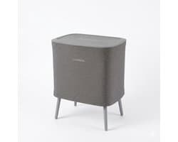 Loomera® Wasmand met Deksel 60L – Wassorteerder 2 Vakken – Wasmand met Poten – Wasbox met Waszak – Grijs