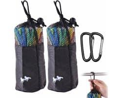 Wasknijperzakken met trekkoord - Wasmand organizer - Wasknijpers opbergen - Inclusief karabijnhaak - 2 stuks - Zwart