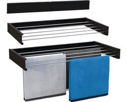 Solvix Vonia Wanddroogrek Inklapbaar 80 cm - Wasrek Hangend - 4m drooglengte - Droogrek Hangend - Zwart