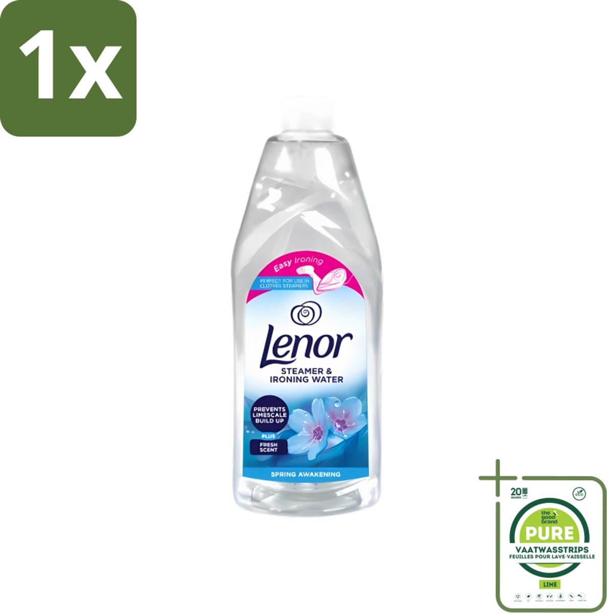 1 x Lenor - Strijkwater - Spring Awakening - Textielverfrisser - 1000 ml - Strijkwater - Textielverfrisser - Wasgoed - Frisheid - Kleding — afbeelding 1