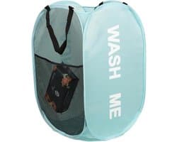 SnelShoppen - Vouwbare Wasmand, Opvouwbare Kledingmand, Pop-up Waszak voor Was, Badkamer, Slaapkamer, Balkon, Studentenhuis, Hotel, Reizen, Blauw