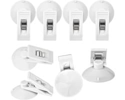 Zuignap Clips - Zuignap Klemmen - Lichte Voorwerpen Vasthouden - Sterke Zuigkracht - 8 stuks - Wit