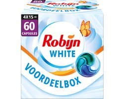 Robijn Wasmiddel - 4-in-1 Wascapsules - Stralend Wit - 4 x 15 stuks - 60 Wasbeurten - Voordeelverpakking