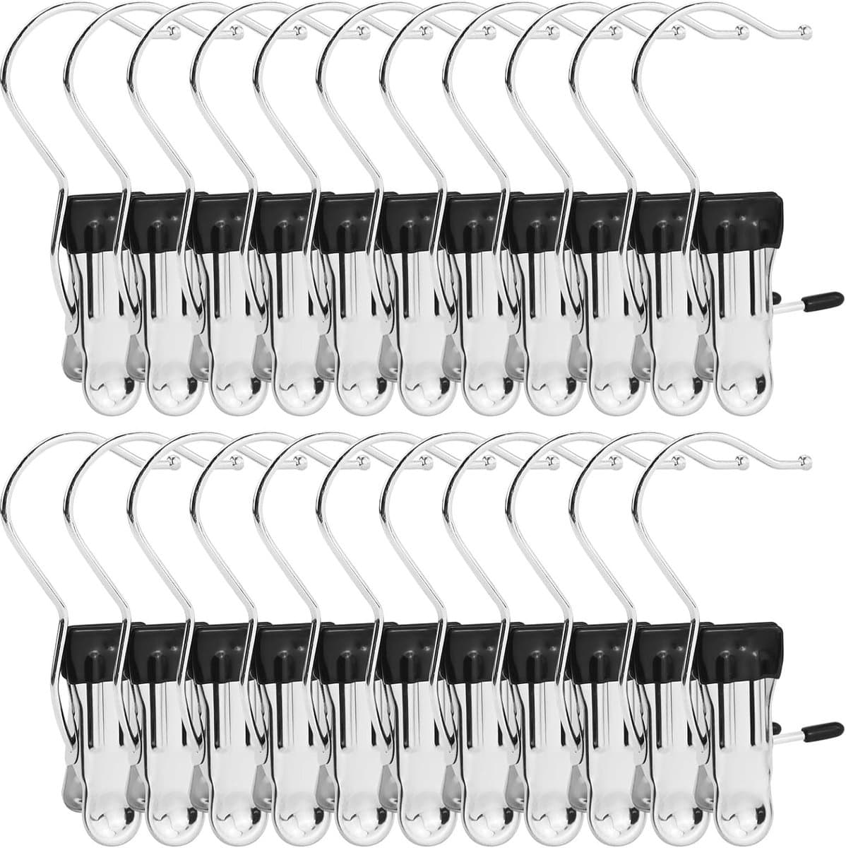 Wasknijpers, roestvrij staal, washaken, antislip, kledinghanger, clip, 360° draaibaar, laarsklemmen, laarzen, hangers, metalen klemmen voor broeken, schoenen, handdoek (zwart) — afbeelding 1