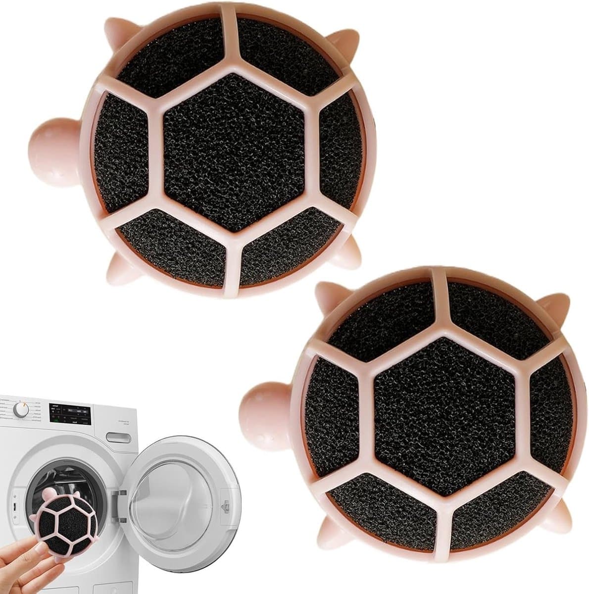 Pet Haarverwijderaar voor Wasmachine - 2-delige Schildpadvormige Lintverzamelaar - Herbruikbare Haarverwijderaar voor Kleding en Beddengoed -Droogtrommelaccessoire - Voor Lakens en Huishoudelijke Textiel — afbeelding 1