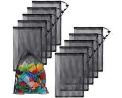 Dailygoods- Waszak - 10 Stuks - Nylon Trekkoord Opbergtassen - Multifunctionele Wasserijtas - Zwart - Duurzaam en Scheurbestendig - Opbergtas