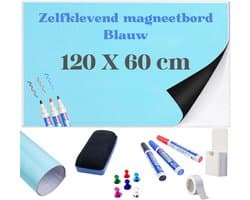 Magnetische Whiteboard Folie – Zelfklevende Whiteboard Sticker voor Muur, Herbruikbare Planner voor Thuis, Kantoor & School (120 x 60 cm Blauw)