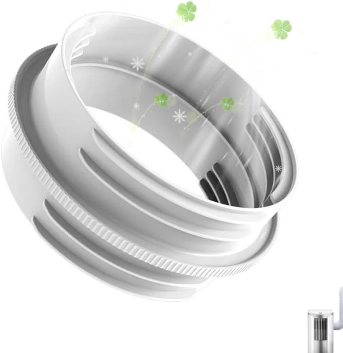 Verpakking van 1 stuk - Airconditioning slangconnector - Universele aansluiting voor airconditioning uitlaatslang - Uitlaatpijpconnector - Connector - ABS-materiaal - Links- en rechtsdraaiend - Geschikt voor slangverlengstukken van 130 tot 150 mm-Wit — afbeelding 1