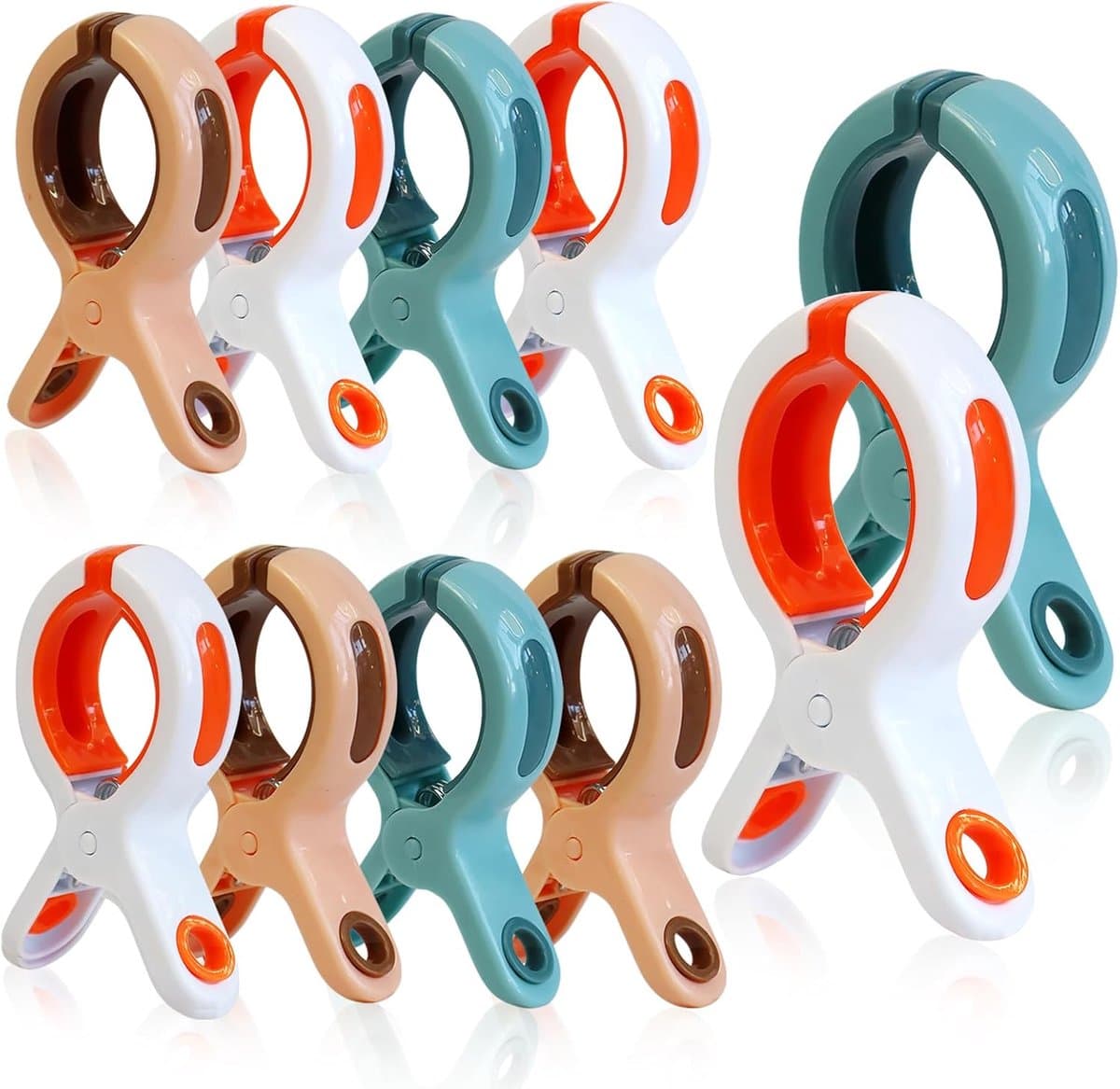 10 stuks grote strandlakenklemmen, 10 cm handdoeklepels voor strandstoelen, handdoekhouder voor zonnebank, winddichte wasklemmen handdoekhouder voor strandstoel — afbeelding 1