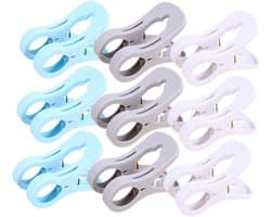 9 stuks- wasknijpers-wasknijpers kunststof -wasknijpers groot-wasknijpers plastic -Strandhanddoekclips- Quiltclips-Strandlaken Knijpers -Winddicht-Handdoekknijpers-Voor Strandlaken, Beddengoed En Dikke Kleding-Meerkleurig