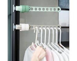 Zalati Kleding Droogrekken 2 stks Draagbare Roterende Clip-on Houder Wandmontage Kleding Bar voor Windows BadkamerTravel Hotel Home - Groen