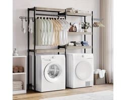 Wasmandrek – Wasmand Kastje – Wasruimte Organizer – Wassorteerder – Badkamerrek – Vrijstaand Houten Rek – 5 Lagen Met Dubbele Rijen – Praktisch Ruimtebesparend 76 cm Hoog