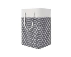1 grote wasmand - waterdicht - opvouwbare hoge wasmand - met verlengde handgreep - voor kleding - slaapzaalspeelgoed en thuis-Grijs geblokt-40*30*60cm