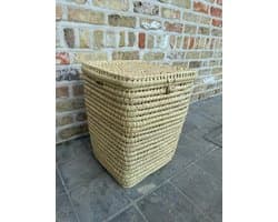 Wasmand – Was – Mand - Badkamer - Opbergmand - Palmblad - Laundry - Laundrybasket- Rieten mand - Speelgoed - Opbergen - Mand met naam - Pompon - Wol – Geschenk - Kinderkamer - Gepersonaliseerd - Handgemaakt - Decoratie - Geboorte - Cadeau — afbeelding 1