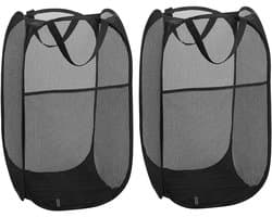 Wasmand - 2 Stuks - Mand - 36 × 36 × 60 CM - Wassorteerder - Wasbox Opvouwbaar - Mesh wasmand - Speelgoedmand - Draagbaa - Voor slaapkamer, kinderkamer, studentenhuis en reizen - Zwart — afbeelding 1