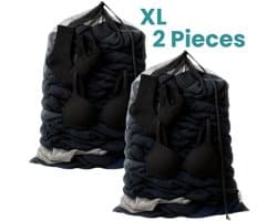 NORDIX Waszak Groot XL - 60x90CM - Waszakken - 2 Stuks - Laundry Bag - Wasnet - Waszakje - Treksysteem - Trekbandsluiting - Polyester - Schoenenzak - BLACK — afbeelding 1
