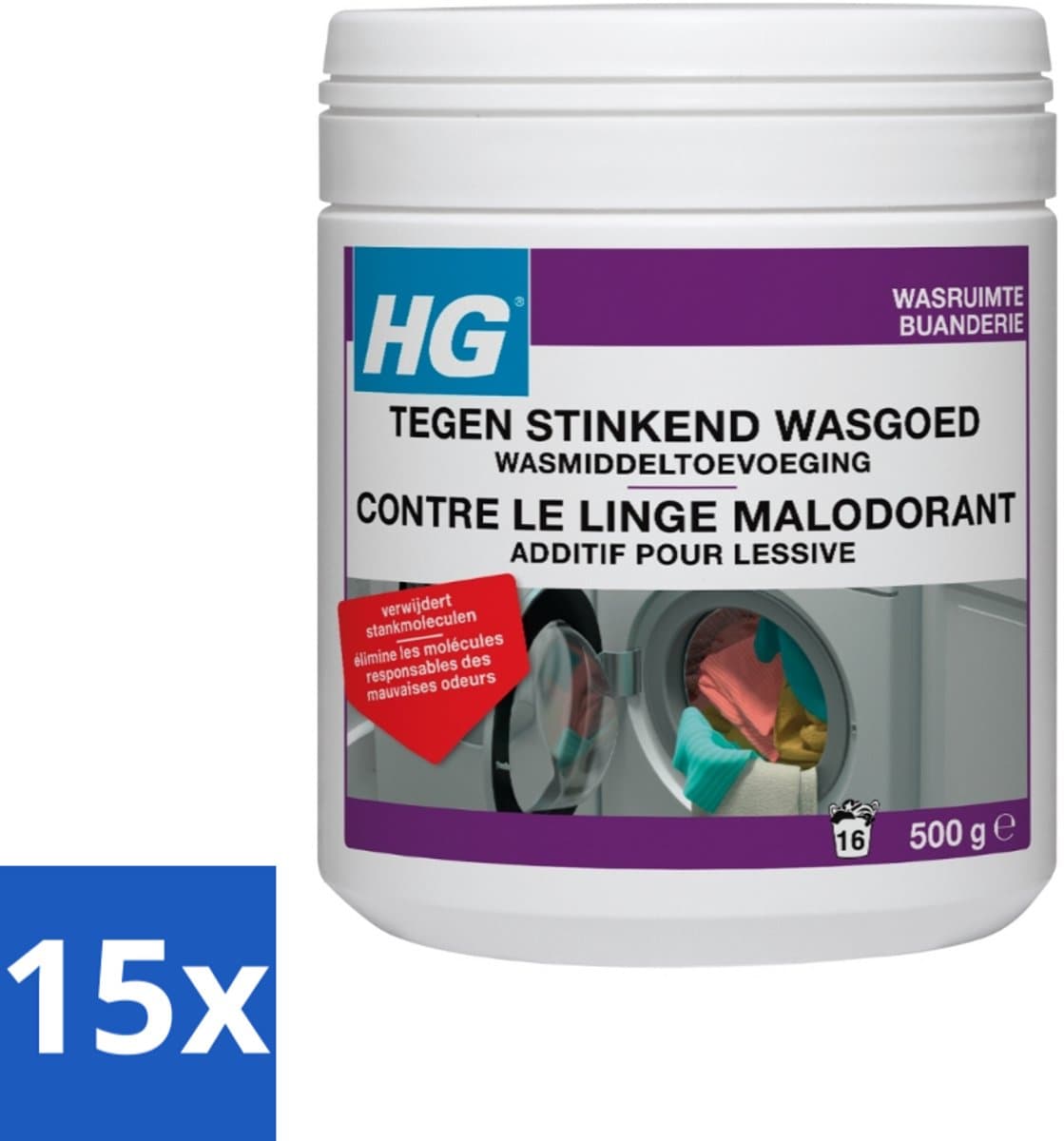 HG Tegen Stinkend Wasgoed Wasmiddeltoevoeging 500 gr - Bulkverpakking - 15 stuks — afbeelding 1