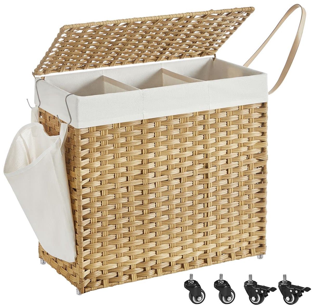 Wasmand - 3 Compartimenten - Natuurlijke Kleuren — afbeelding 1