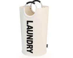 BOTC Wasmand - Waszak - Laundry basket - Wassorteerder - 38x63 cm - waszak vouwbaar - draagbaar wasbox - Gebroken wit