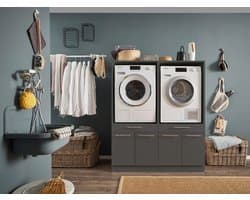Duo Wasmachine kast - Wasmachine verhoger - Duo wasmachine meubel - Wasmachine en droger ombouw meubel - Antraciet - Hoogte 167 cm - Wasmachine ombouwkast — afbeelding 1