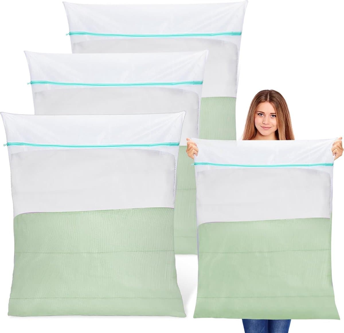 Wasnetten voor wasmachine, duurzame waszakken met ritssluiting, reiswasnet — afbeelding 1
