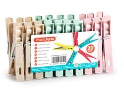Plasticforte Wasknijpers - 20x stuks - pastel kleuren mix - kunststof - 7 cm - Was ophangen