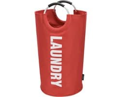 BOTC Wasmand - Waszak - Laundry basket - Wassorteerder - 38x63 cm - waszak vouwbaar - draagbaar wasbox - Rood