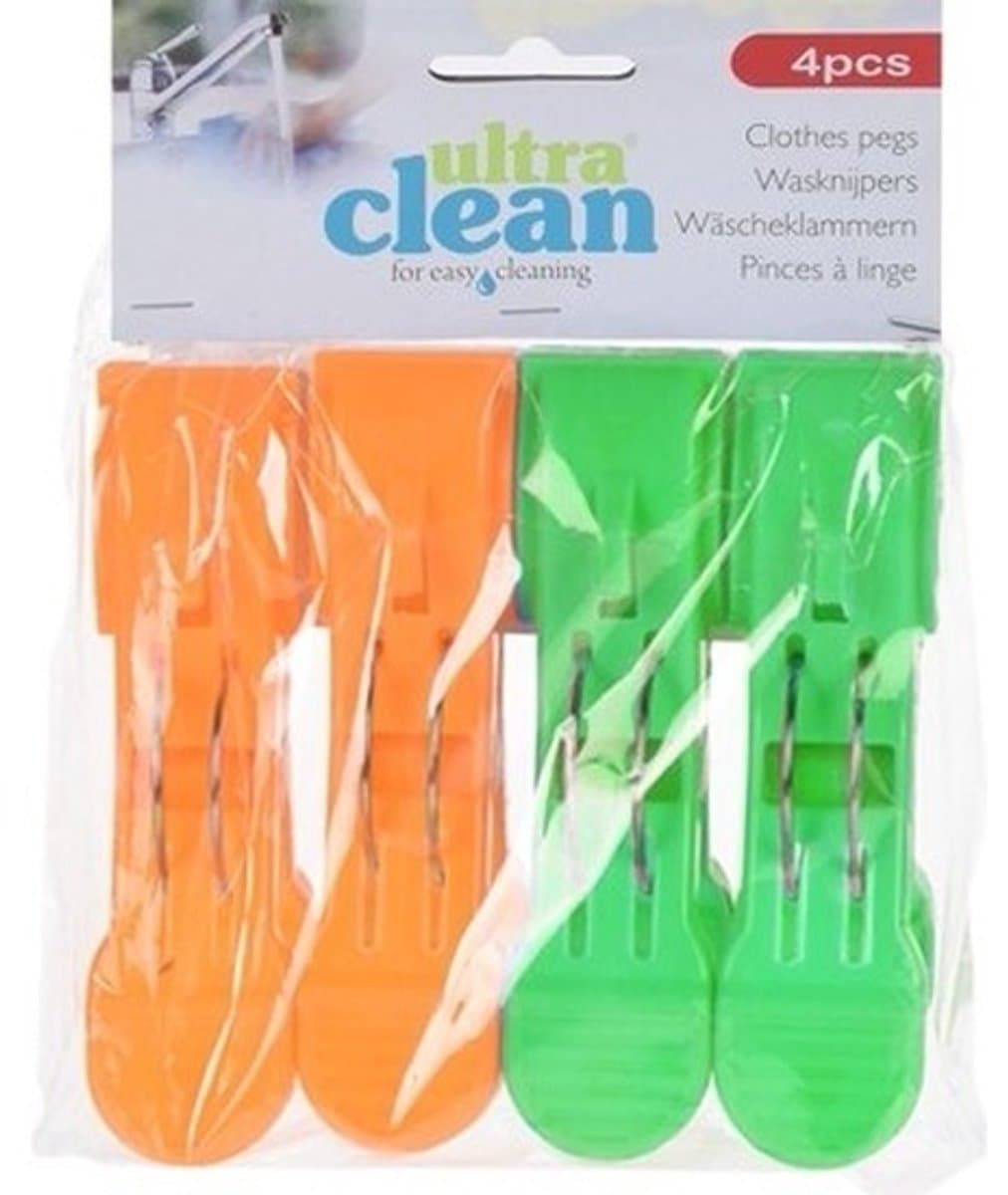 Handdoek knijpers - 13 cm - 4x stuks - Oranje en groen — afbeelding 1