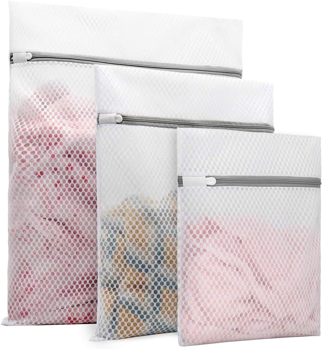 Verpakking van 3 extra sterke honingraatwaszakken voor delicate stoffen, 1 grote van 40 x 50 cm, 1 middelgrote van 30 x 40 cm, 1 kleine van 23 x 30 cm (honingraat) — afbeelding 1