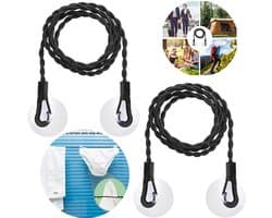 2 stuks - Uitschuifbare waslijn - Draagbare elastische waslijn - Winddichte hanger voor buiten kamperen - Reis waslijn - Waslijn - Onzichtbare waslijn - Zwart