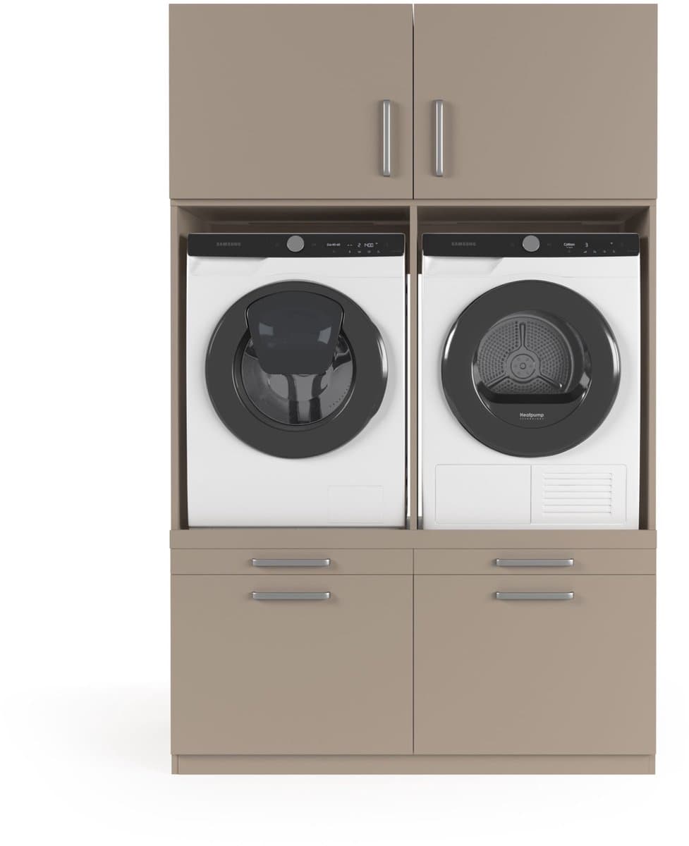 Wasophoogte® Wasmachine Kast Brugge - Wasmachine verhoger - Wasmachine ombouw - 700(D)*1330(B)*2110(H) mm - Taupe — afbeelding 1