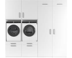 Wasophoogte® Wasmachine Kast Munich - Wasmachine verhoger - Wasmachine ombouw - 700(D)*2530(B)*2350(H) mm - Wit