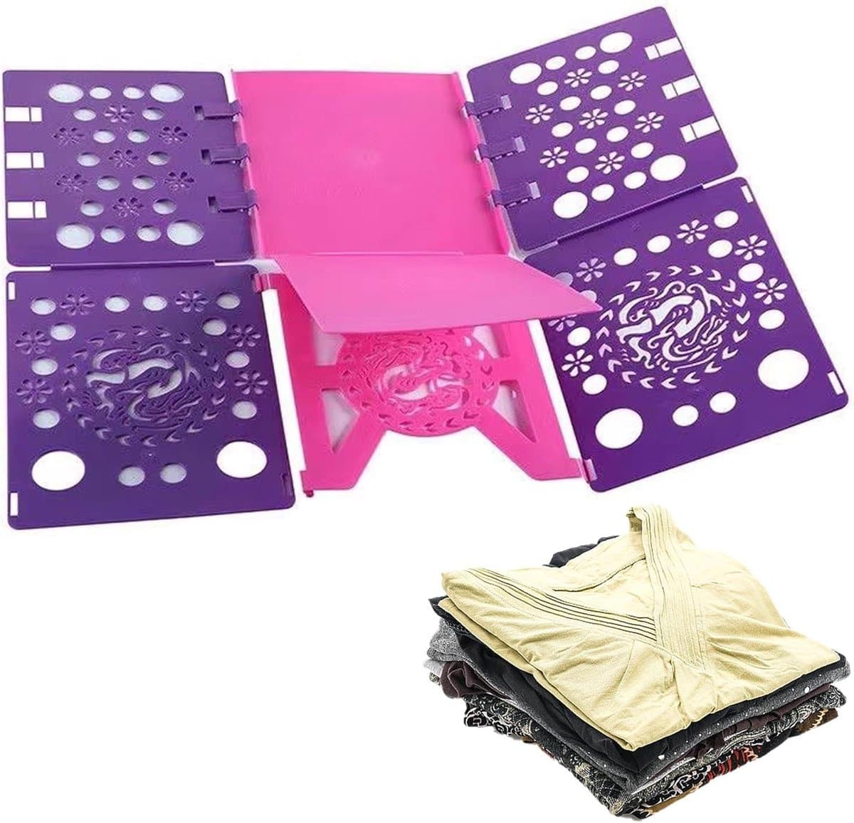 Allecto Plus - Kledingvouwplank - Roze Paars - Kinderen en Volwassenen - Wasvouwplank - Kleding Organizer — afbeelding 1
