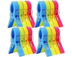 16 stuks - Handdoekklem - grote winddichte clip - strandstoel handdoekklemmen - zwembad stoel klemmen - grote ophangklemmen - Strandlakenrek wasknijpers - voorkomen dat handdoeken door de wind worden weggeblazen