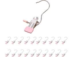 Wasknijpers - met haken - Antislip - 360 graden draaibaar - 20 stuks - 12×5,5×4,5 cm - Draagbaar - Fotohouder - Geschikt voor thuis, hotel en op reis - Roze — afbeelding 1