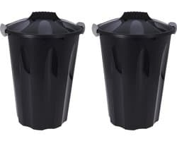 Storage Solutions wasmanden met deksel 2x stuks - 40L - zwart - kunststof